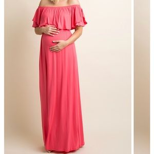 Pink blush maternity Coral maxi dress size large